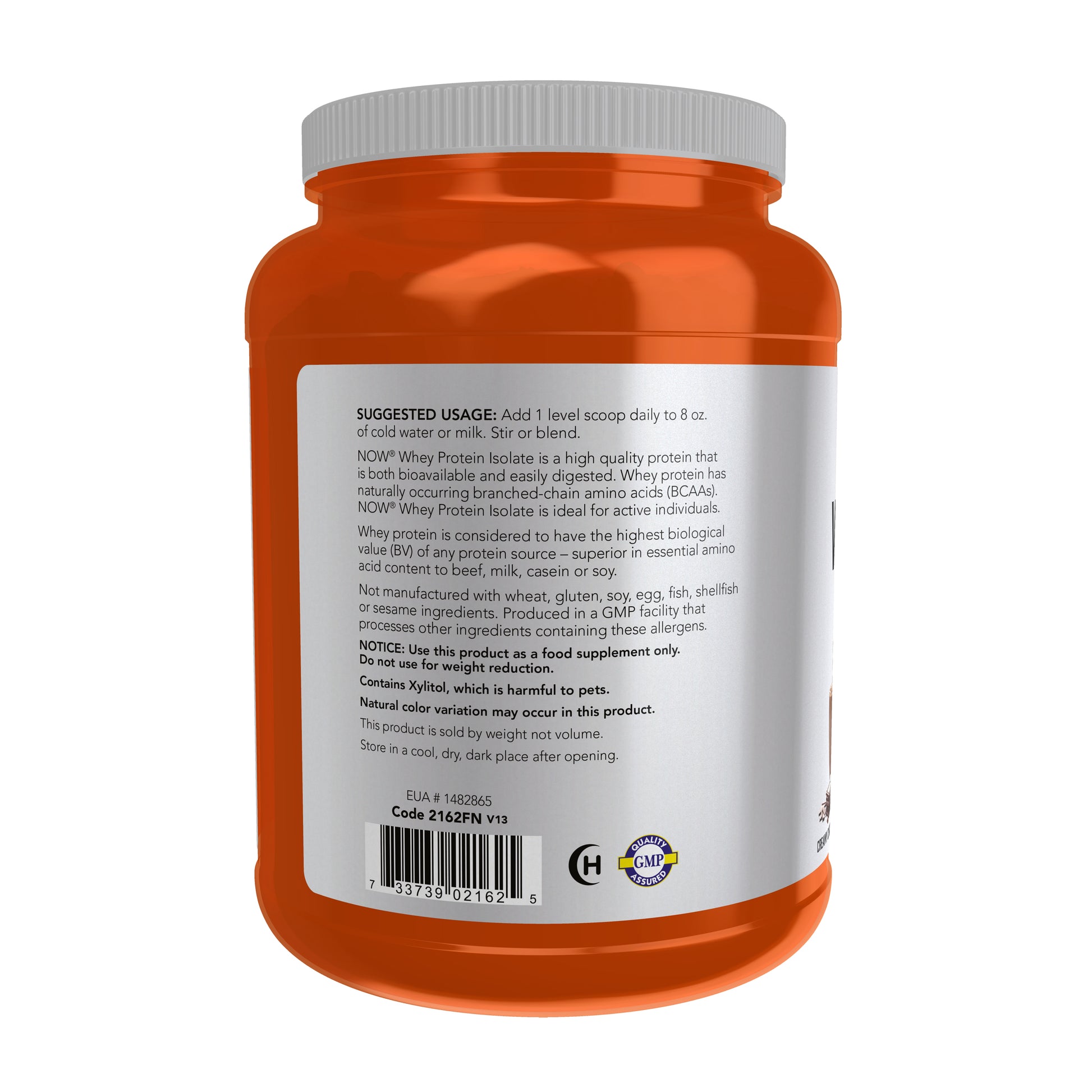 NOW Whey Protein Isolate powder with 25 g protein per serving