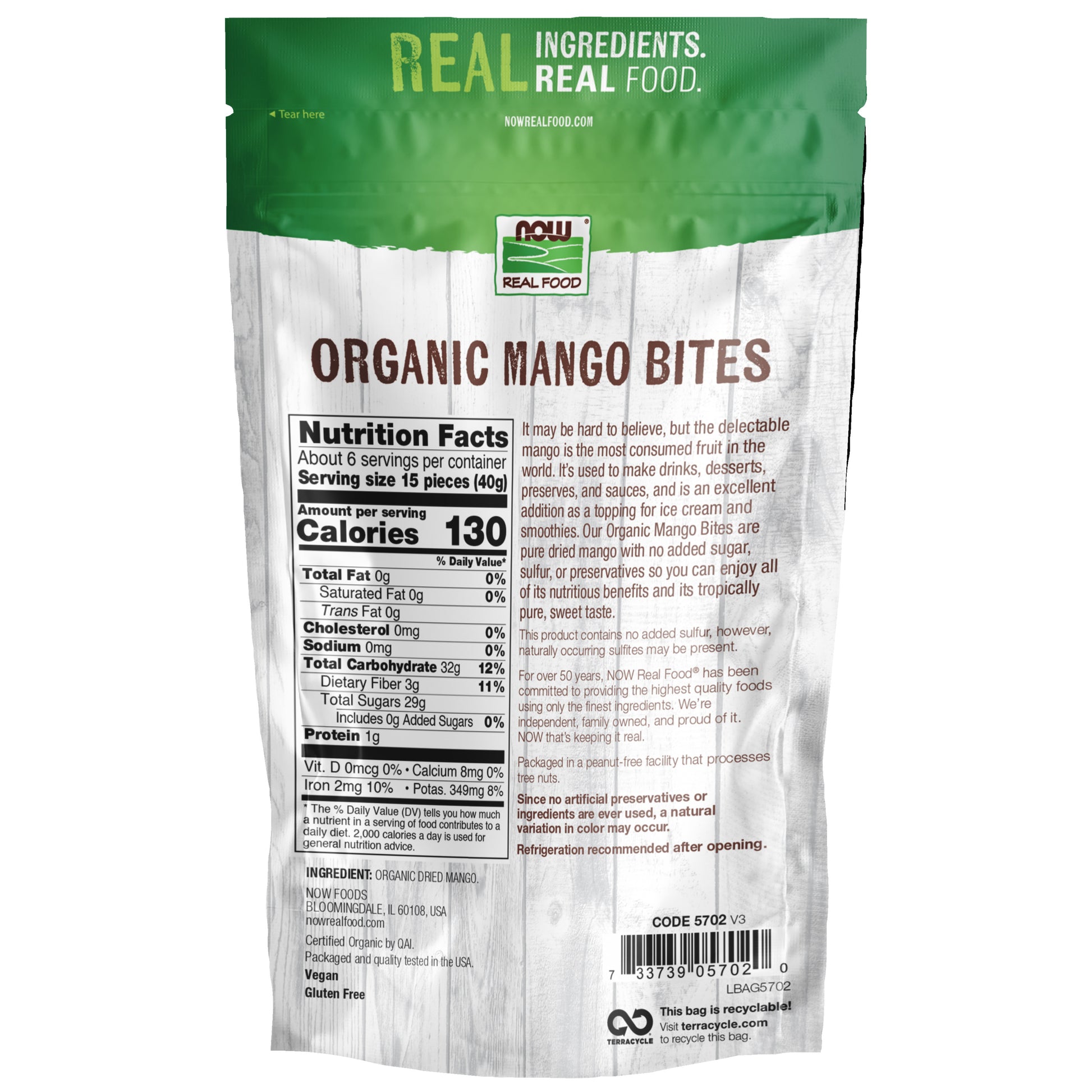 NOW Organic Mango Bites made with pure mango and no added sugar