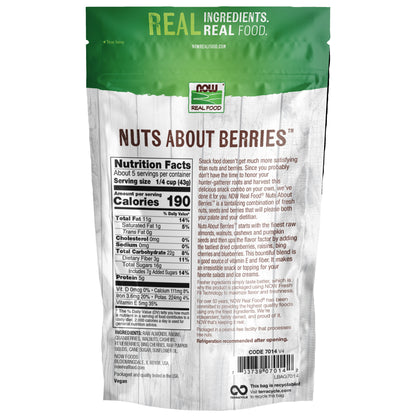 NOW Real Food Nuts About Berries Trail Mix, Nut Seed & Dried Berry Snack, Vegan, Non-GMO, 8 oz