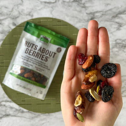 NOW Real Food Nuts About Berries Trail Mix, Nut Seed & Dried Berry Snack, Vegan, Non-GMO, 8 oz