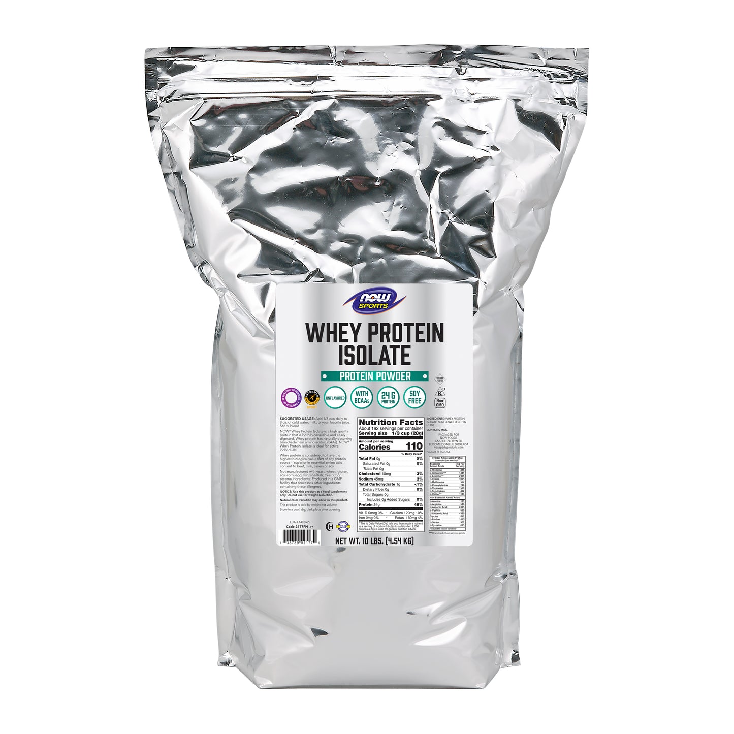 Whey Protein Isolate, Unflavored Powder - 10 lbs.