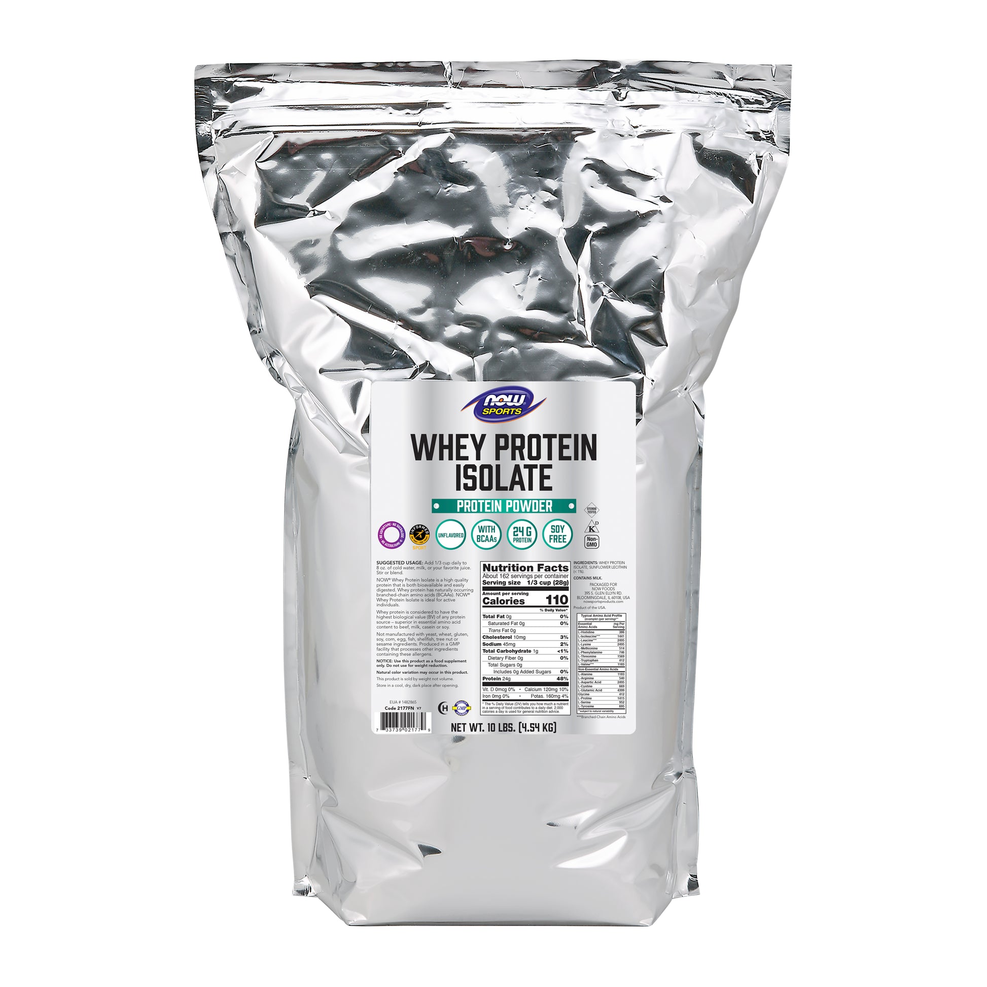 Whey Protein Isolate, Unflavored Powder - 10 lbs.