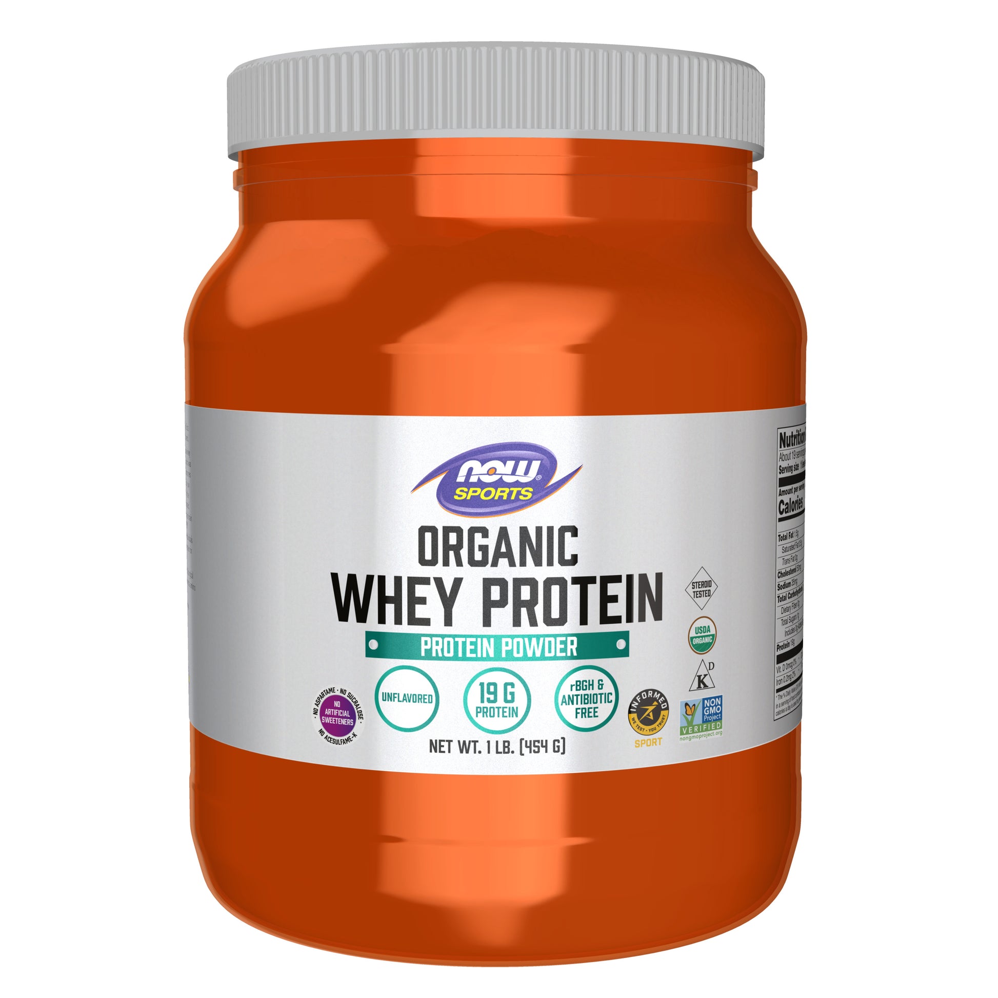 Whey Protein, Organic Unflavored Powder - 1 lb.