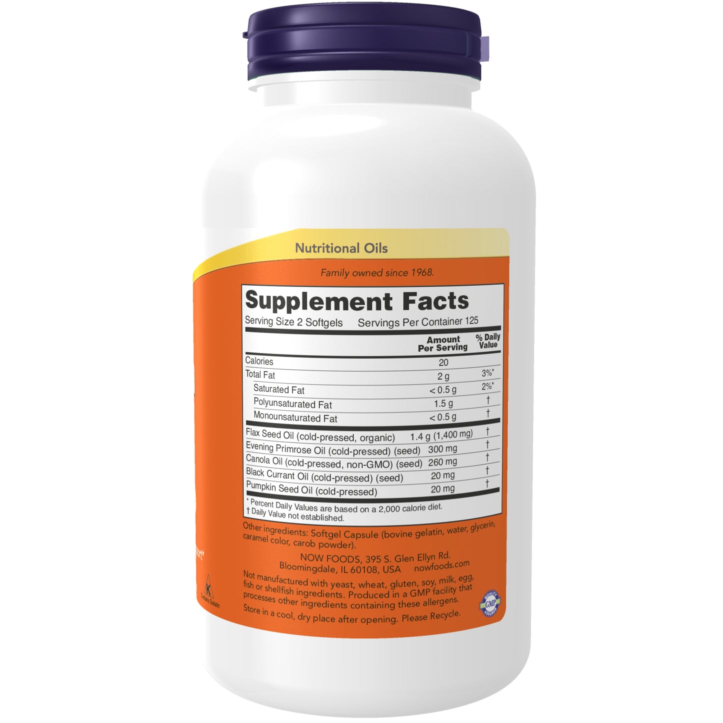 NOW Omega 3-6-9 1000 mg essential fatty acids supplement bottle