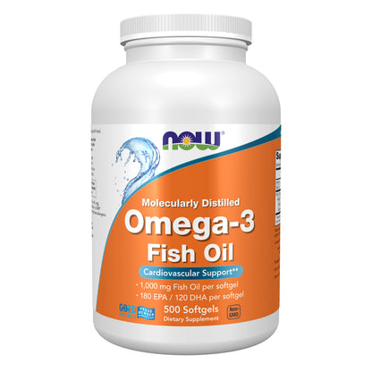 Omega-3 Fish Oil, Molecularly Distilled - 500 Softgels