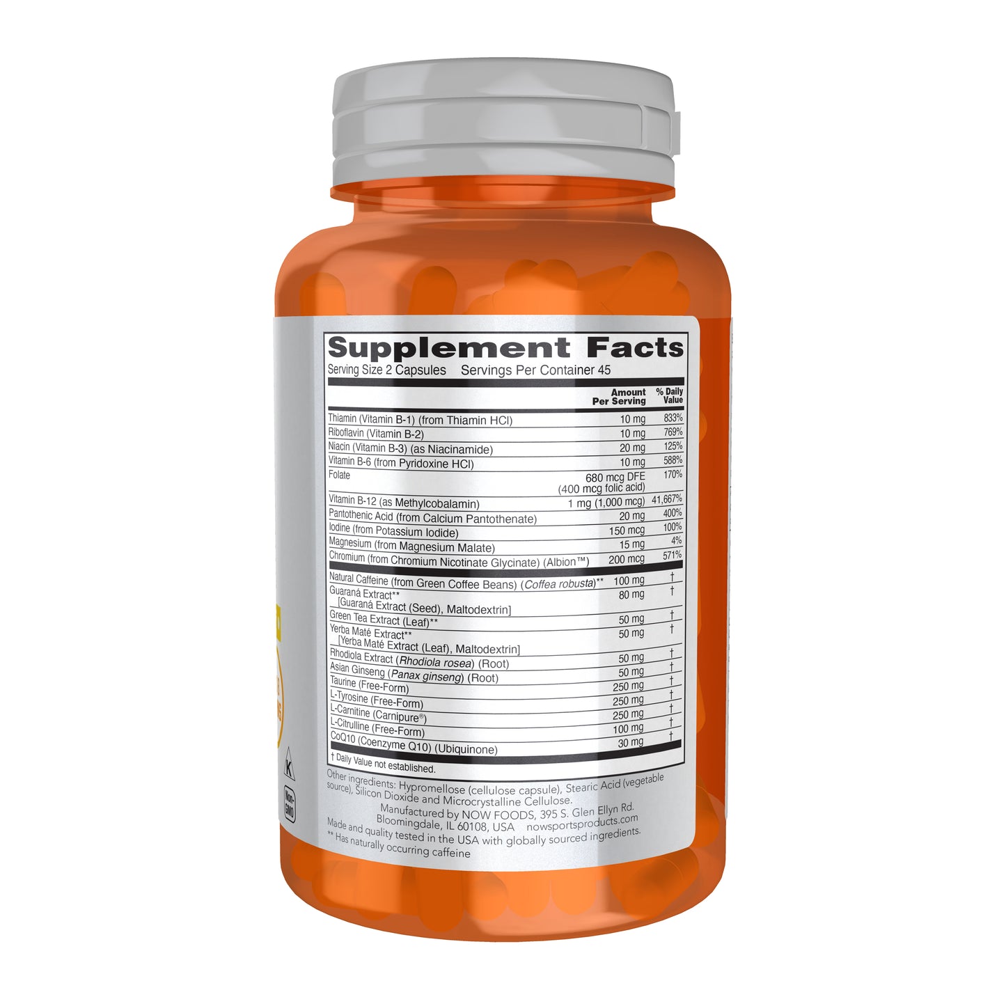 NOW Sports Energy Extreme supplement with natural caffeine and B vitamins