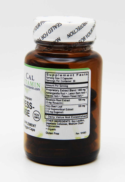 CalVitamin Stress-Ease Ashwagandha & Rhodiola 60 Liquid Veggie Caps