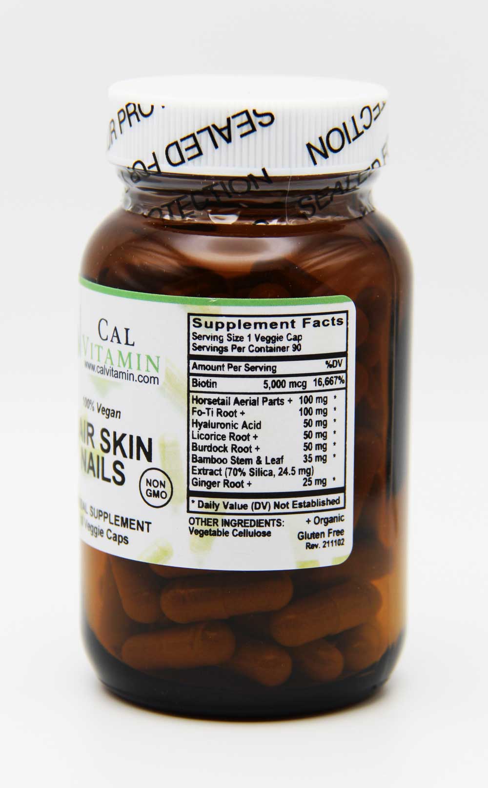 CalVitamin Hair Skin & Nails 5,000 mcg Biotin & Botanical Blend 90 Veggie Caps