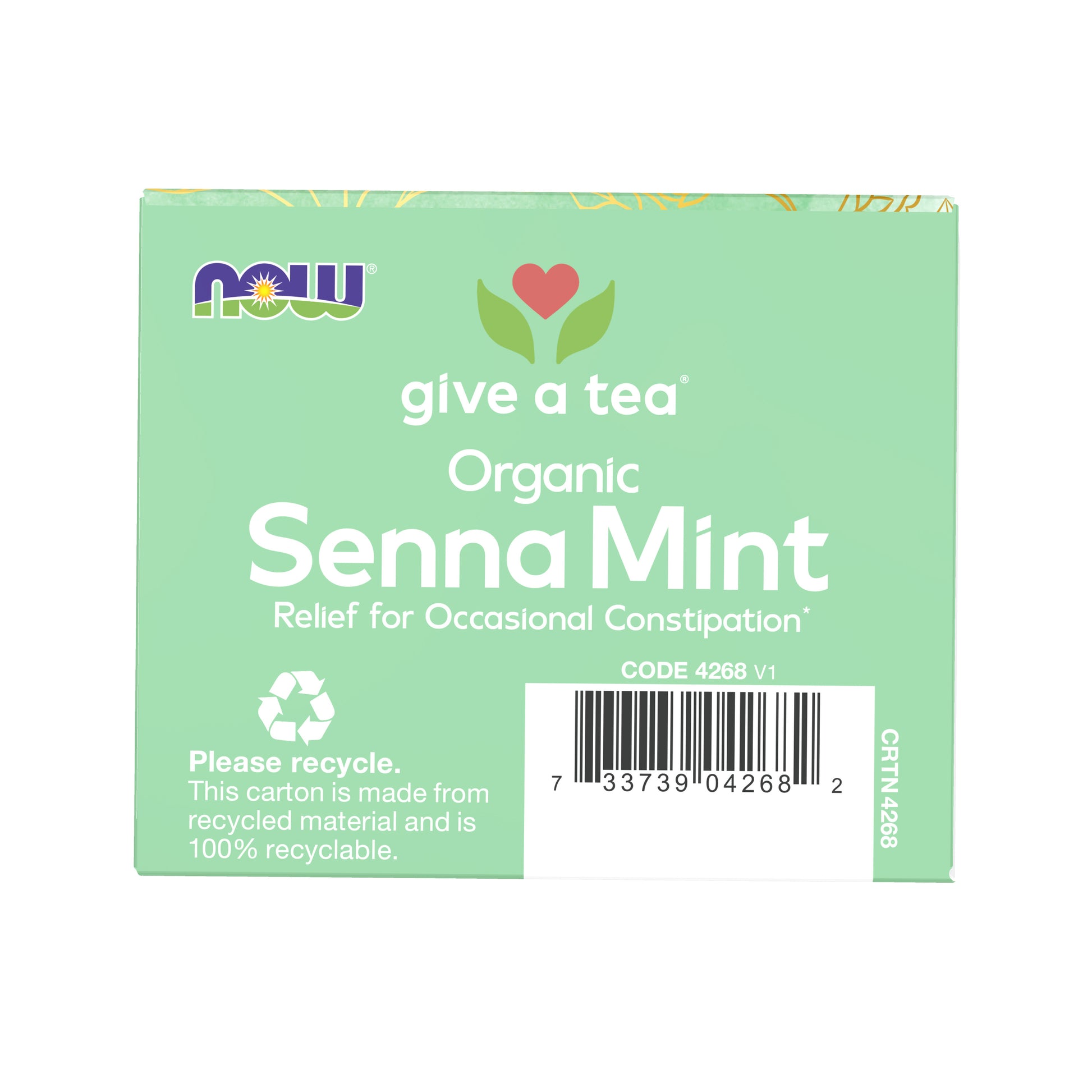 NOW Give a Tea Organic Senna Mint herbal tea for occasional constipation relief