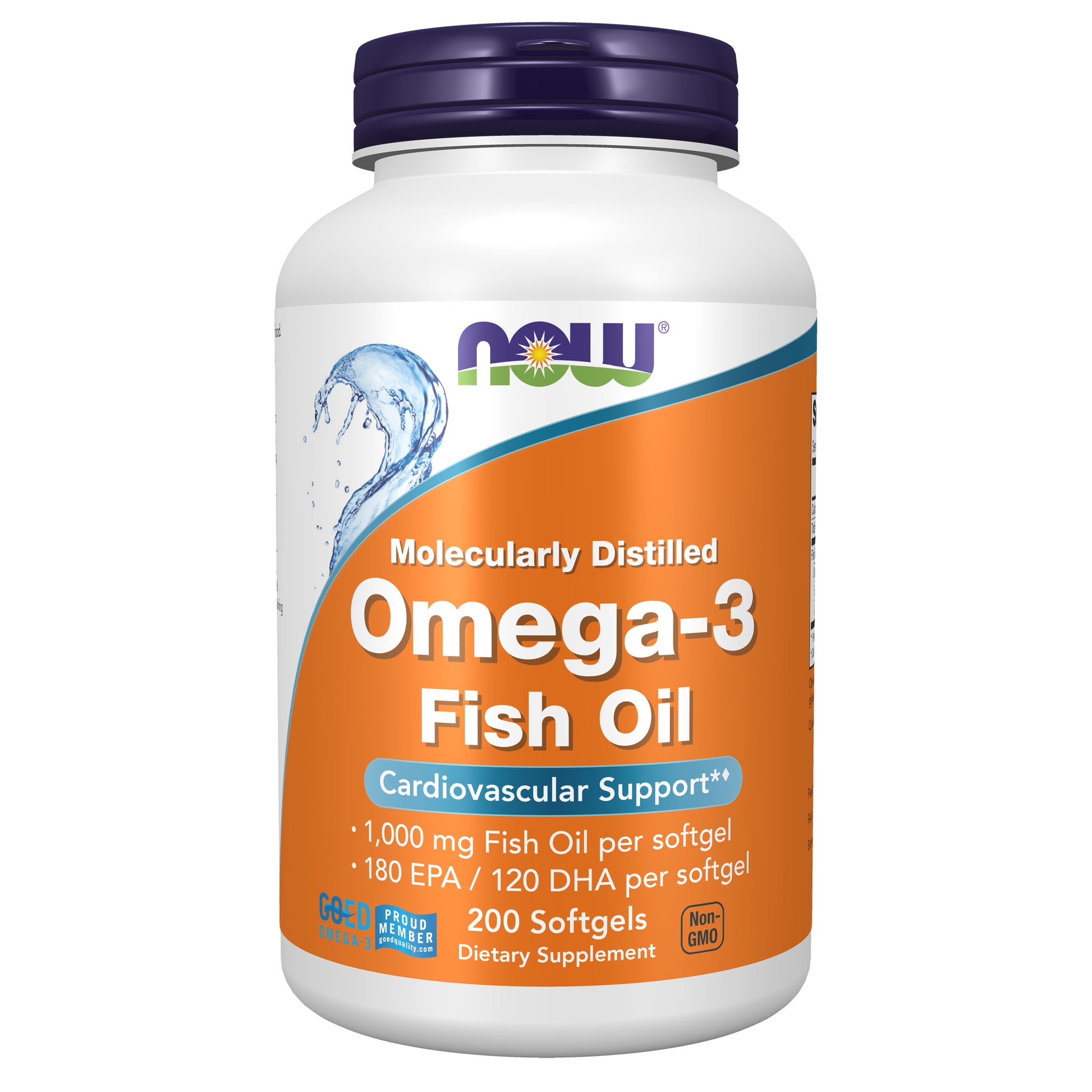 Omega-3 Fish Oil, Molecularly Distilled - 200 Softgels