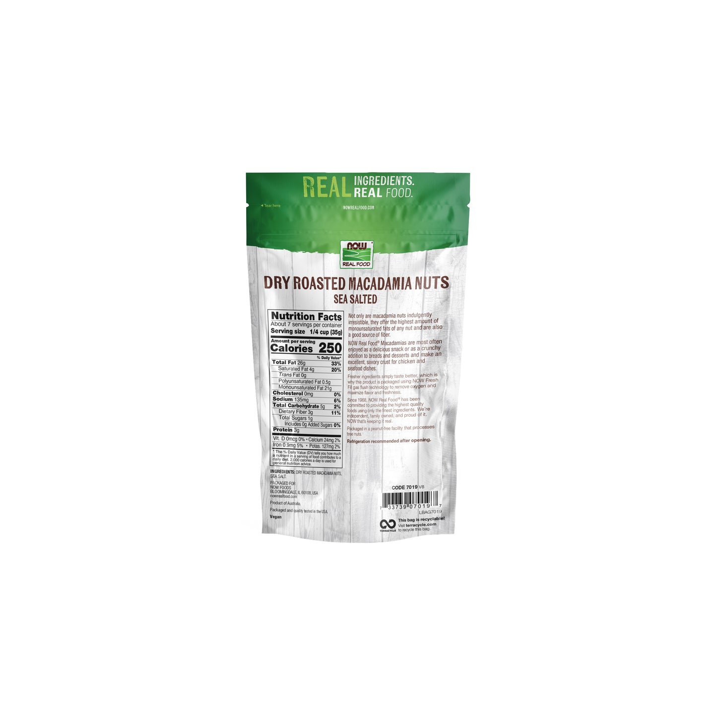 NOW Real Food Dry Roasted Macadamia Nuts, Sea Salted Keto Snack, No Added Oils, Non-GMO, 9 oz