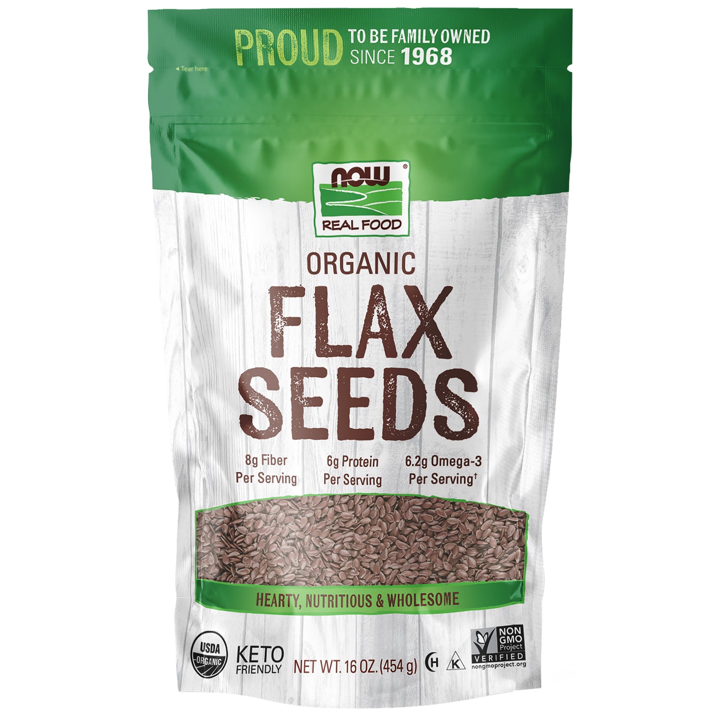 Flax Seeds, Organic - 16 oz.