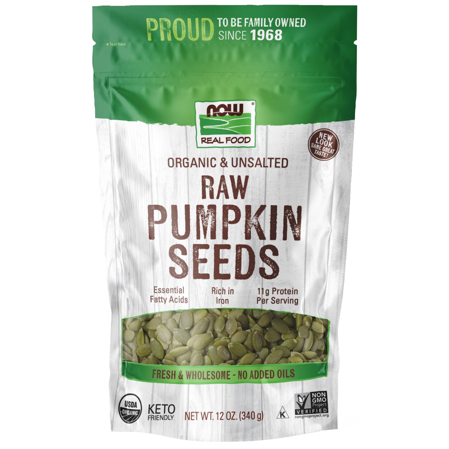 Pumpkin Seeds, Organic, Raw & Unsalted - 12 oz.