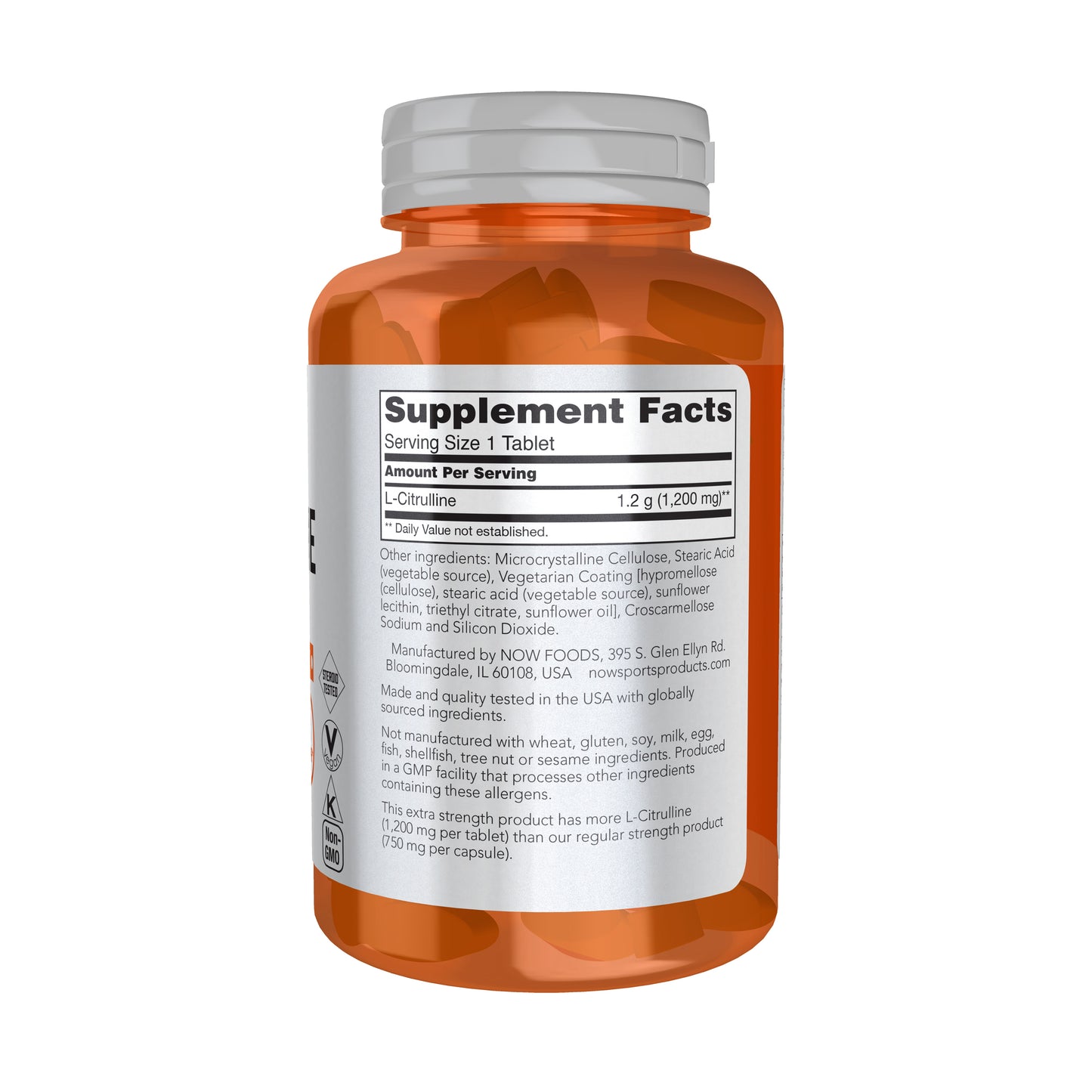 NOW L-Citrulline 1200 mg keto-friendly amino acid supplement