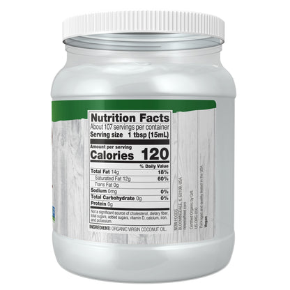 NOW Real Food Organic Virgin Coconut Oil jar, 54 fl oz