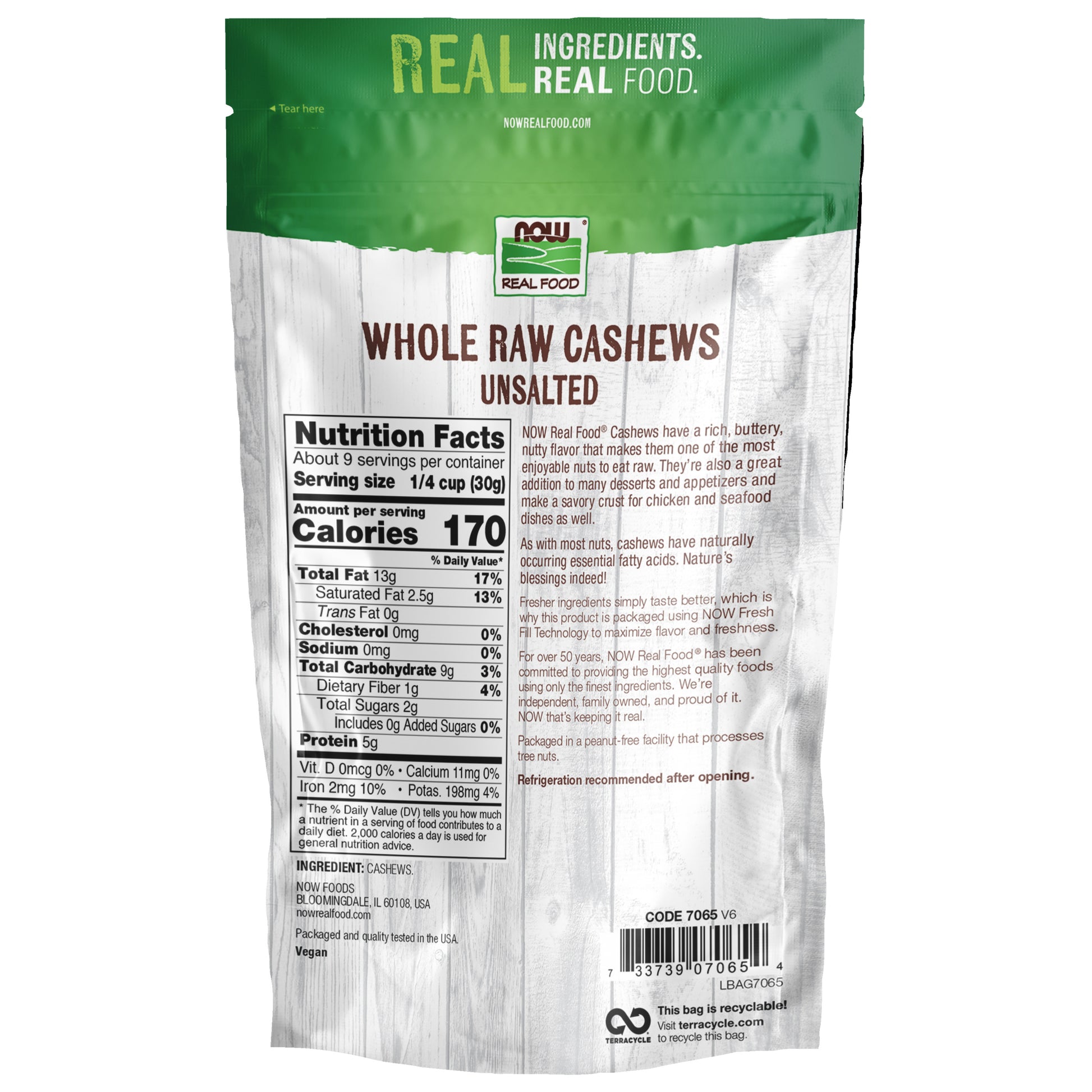NOW Real Food Cashews