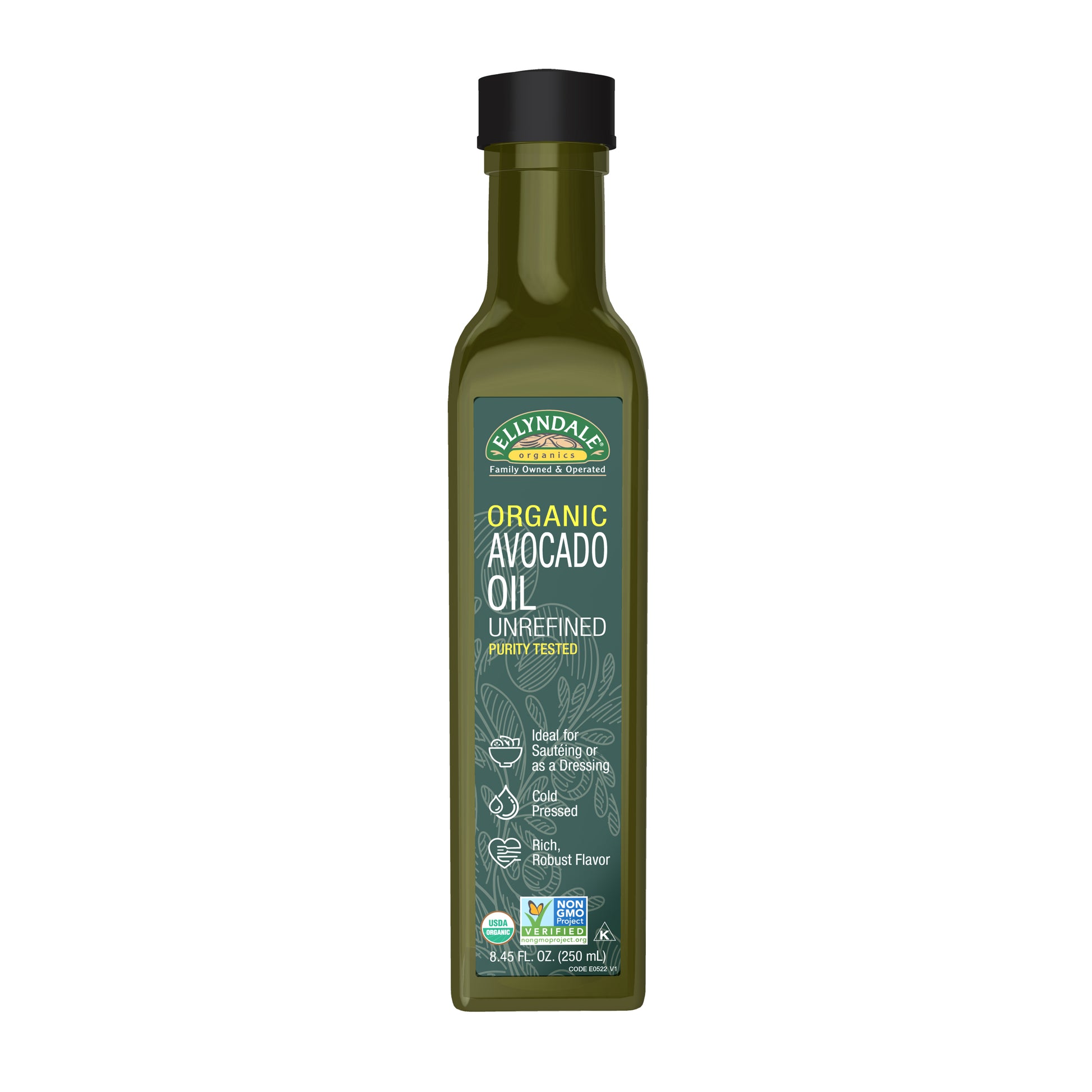 EllynDale, Avocado Cooking Oil, Organic in Glass Bottle - 6 x 8.45 fl. oz.