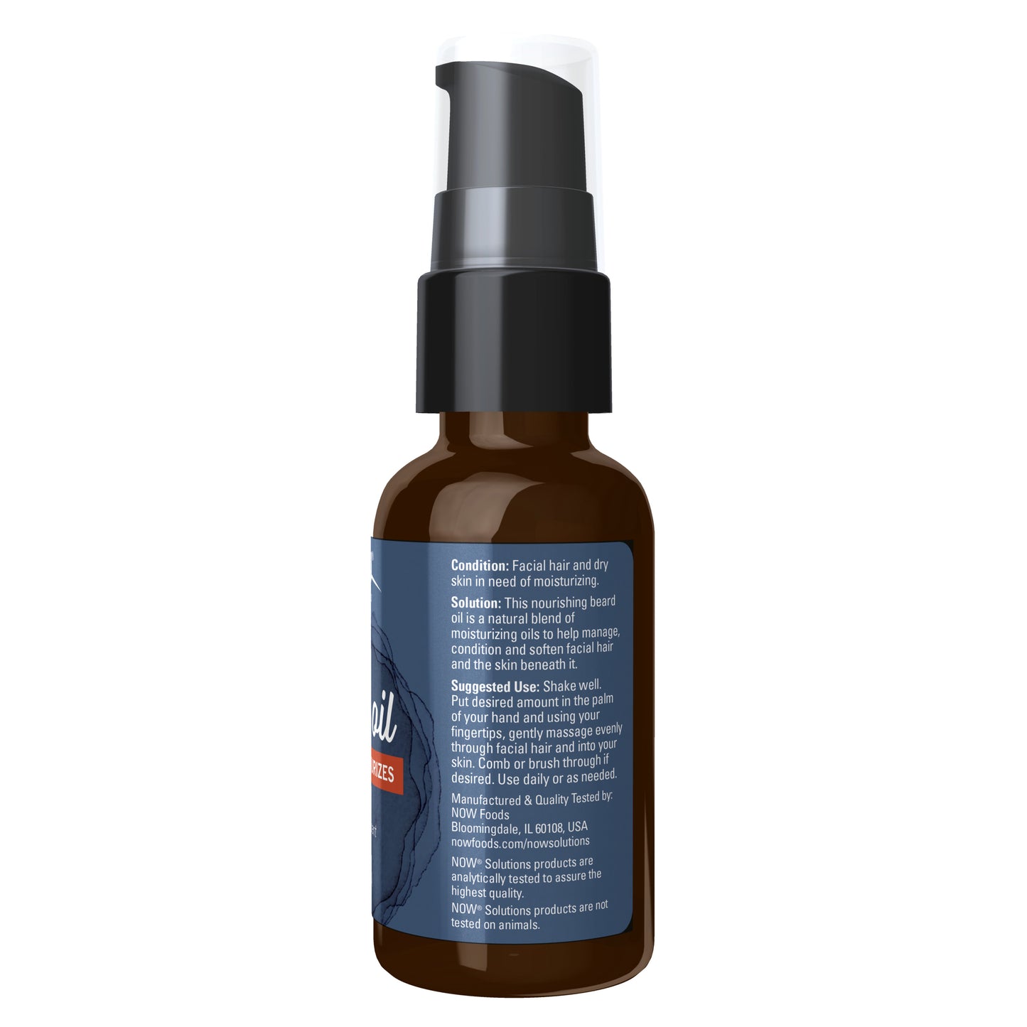 NOW Beard Oil 30 mL grooming product in amber pump bottle