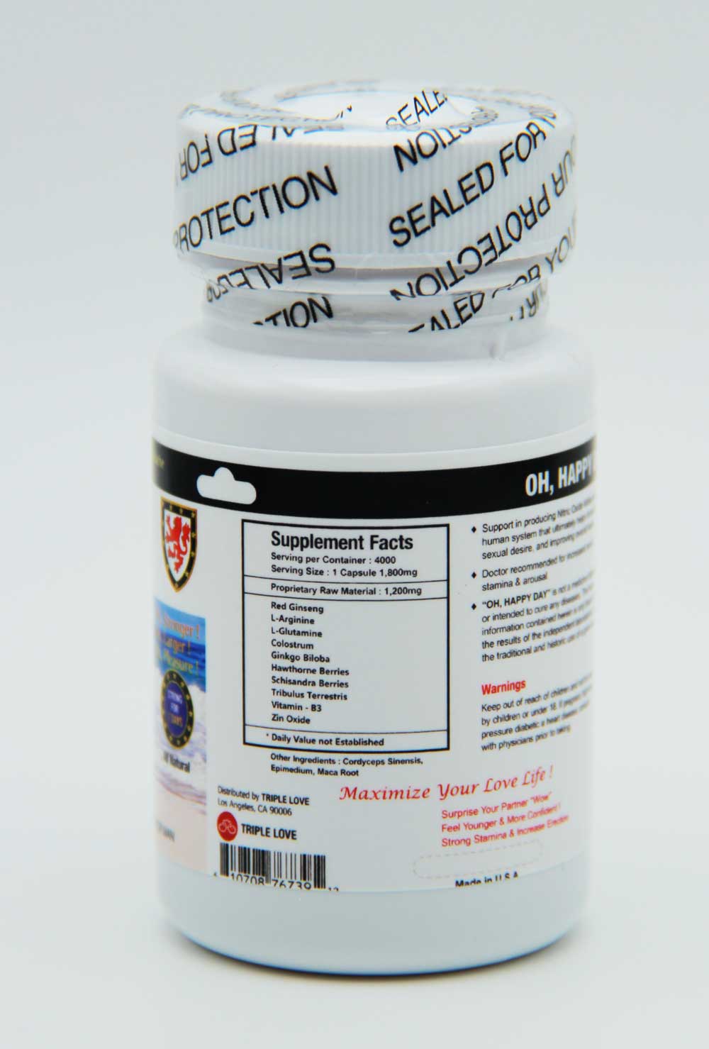 Oh Happy Day 4000 Herbal Dietary Supplement 6 Capsules