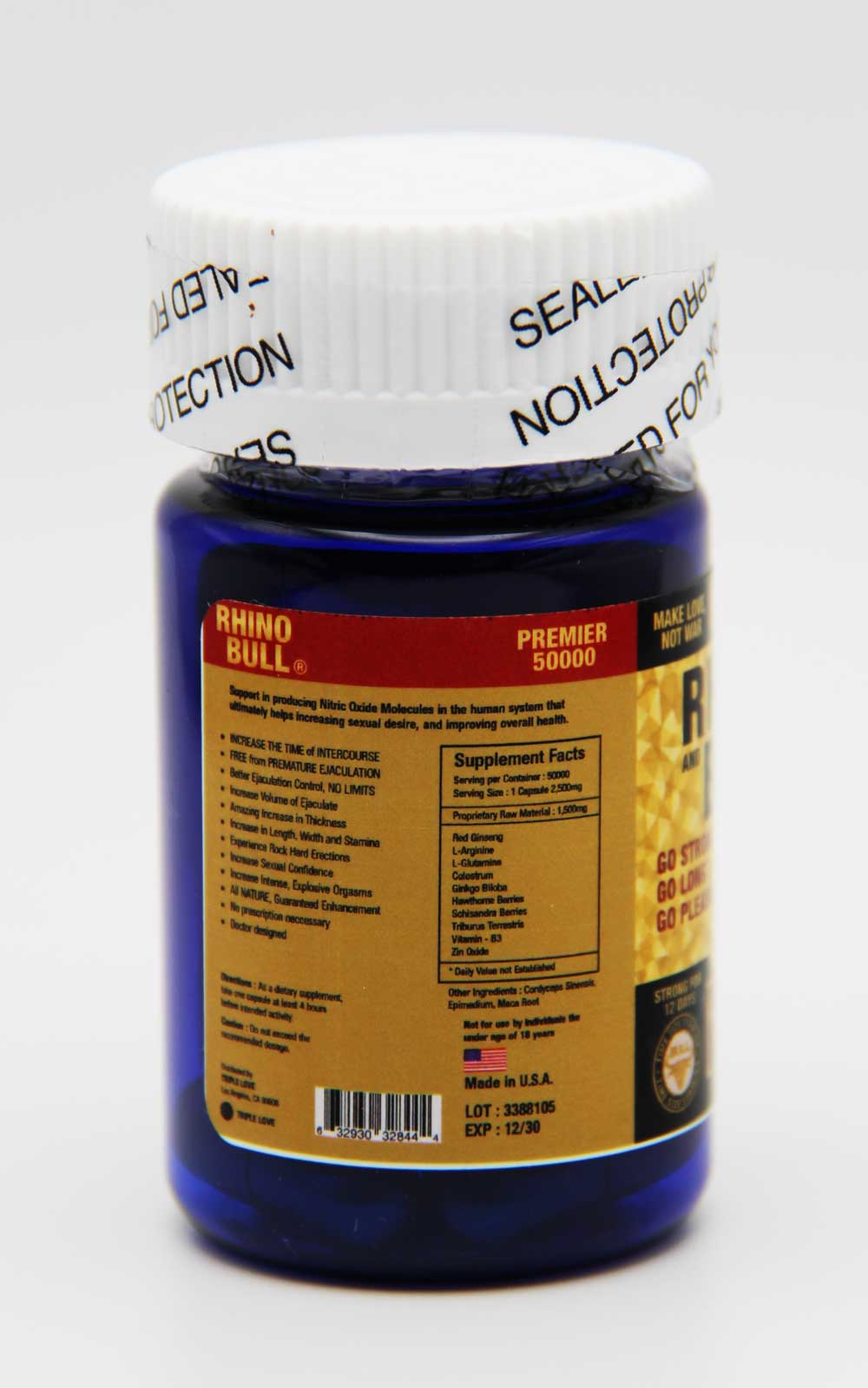Rhino & Bull Premier 50000 Dietary Supplement Bottle