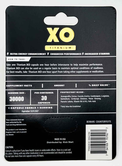 XO Titanium 30000 single male vitality tablet close up