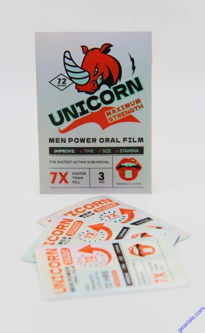 Unicorn Strip 25000 Triple Maximum Male Enhancement Strips 3 Pack